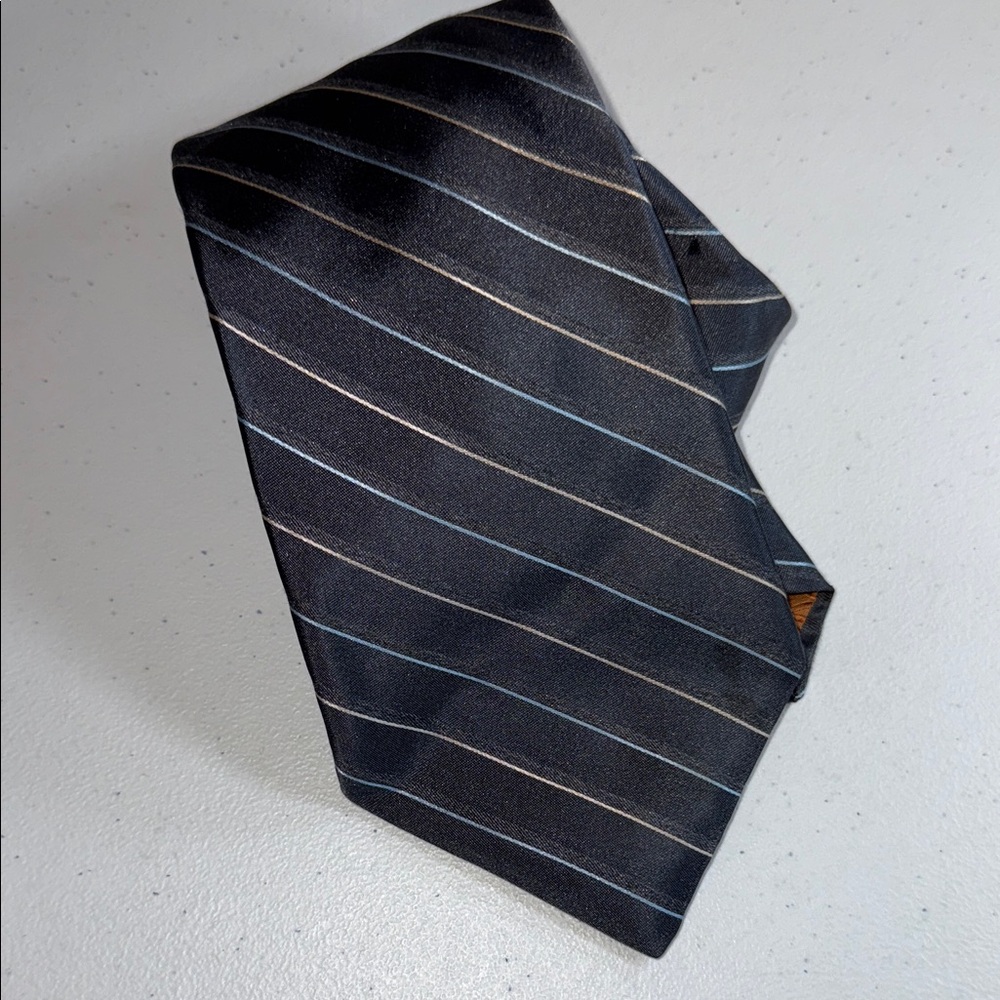 Michael Kors Black and Silver Striped Tie